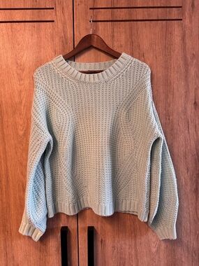 NWOT Splendid Women's Long Sleeve Mint Green Cable-Textured Crewneck Sweater - M